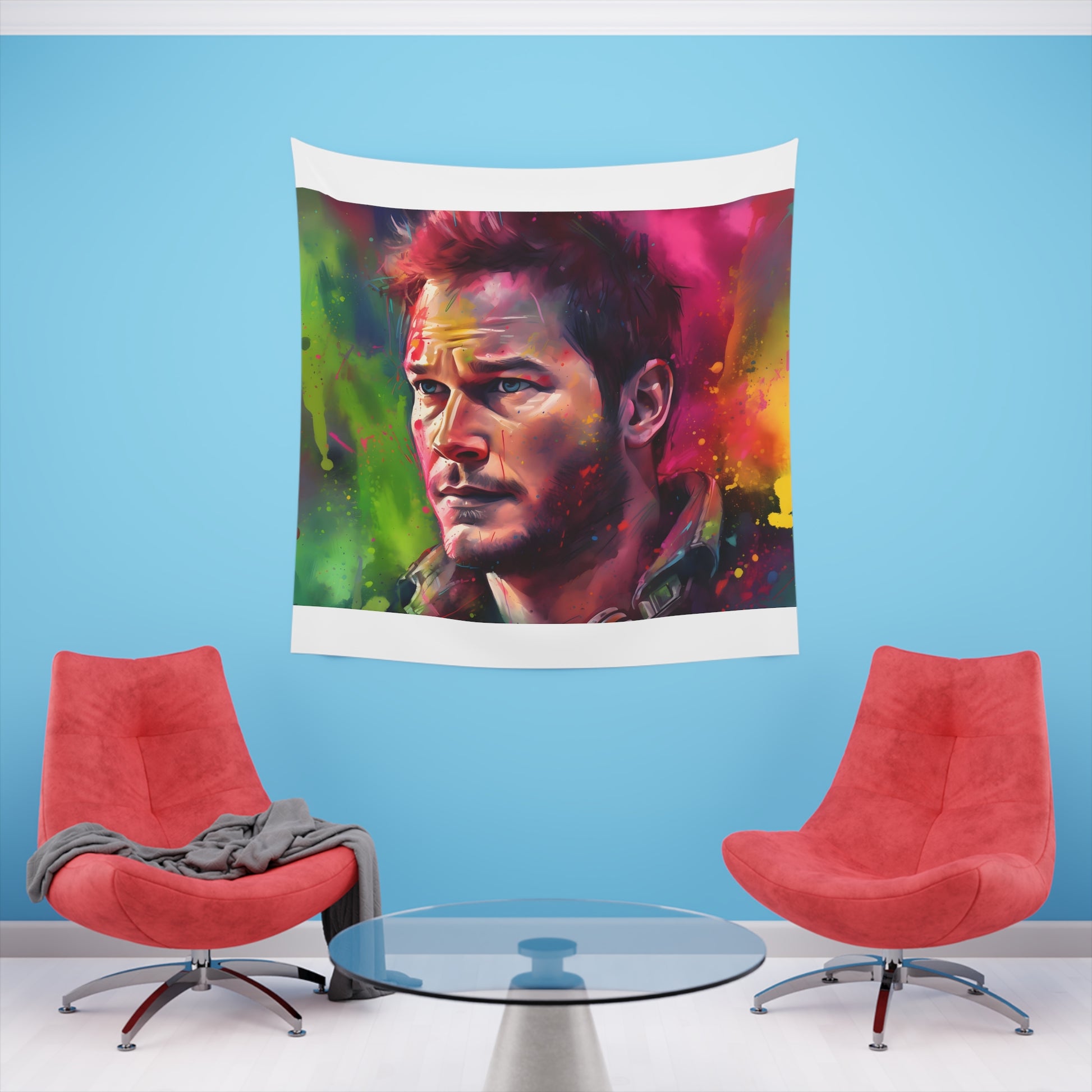 Pratt in Neon: A Tapestry of Heroic Charm and Dynamic Versatility 

This | Wall Tapestry | All Over Print, AOP, Decor, Halloween, Home & Living, Home Decor, Indoor, Spring Essentials, Sublimation, Tapestry | Prints with Passion