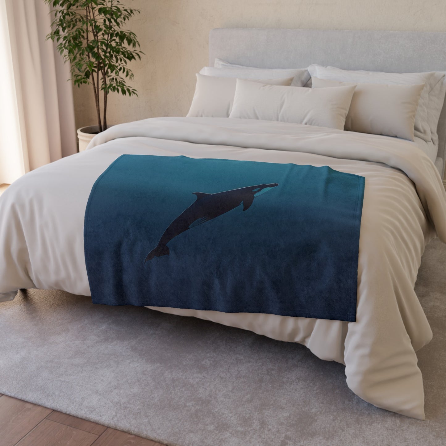 this Blanket offers both comfort and style in a minimalist design that complements any decor. Wrap yourself in serenity and luxury with this unique Blanket that brings the calming beauty of the ocean into your space. Perfect for cozying up on the couch or adding an elegant touch to your bedroom