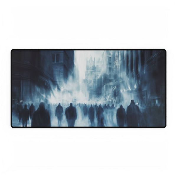 Crowd of Ghosts Walking Through a City — XL & XXL Desk Mat — Full Top-Down Artwork View