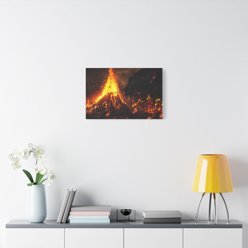 Volcano Erupting into Music Notes — Canvas Wall Art — Kiln-Dried Pine Frame & Ready-to-Hang Back View