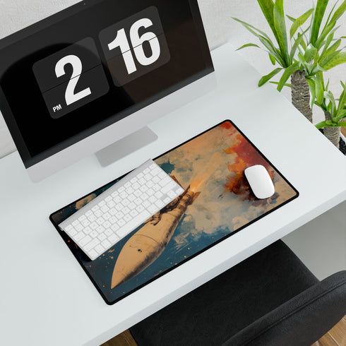 Spaceman Riding a Comet — XL & XXL Desk Mat — Product Detail View 7
