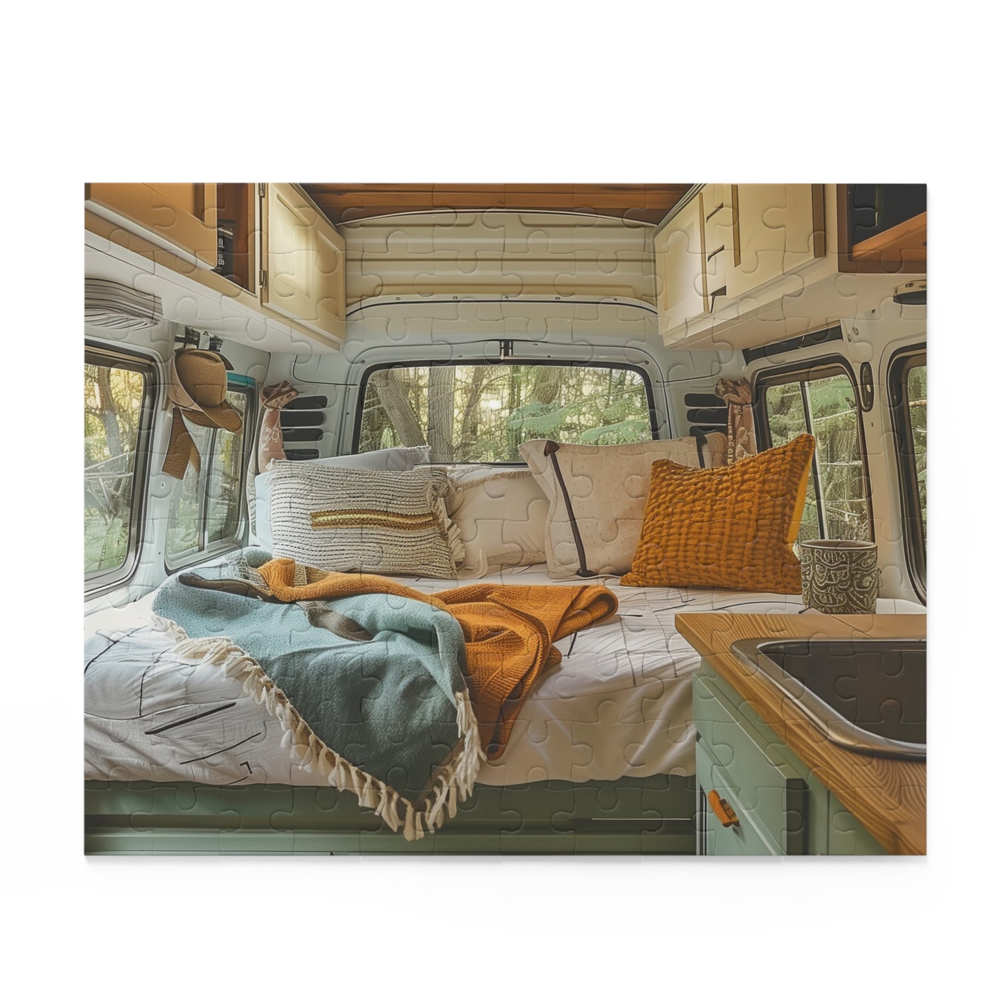 Retro Camper Van Jigsaw Puzzle - Colorful and intricate design for vintage and travel lovers.