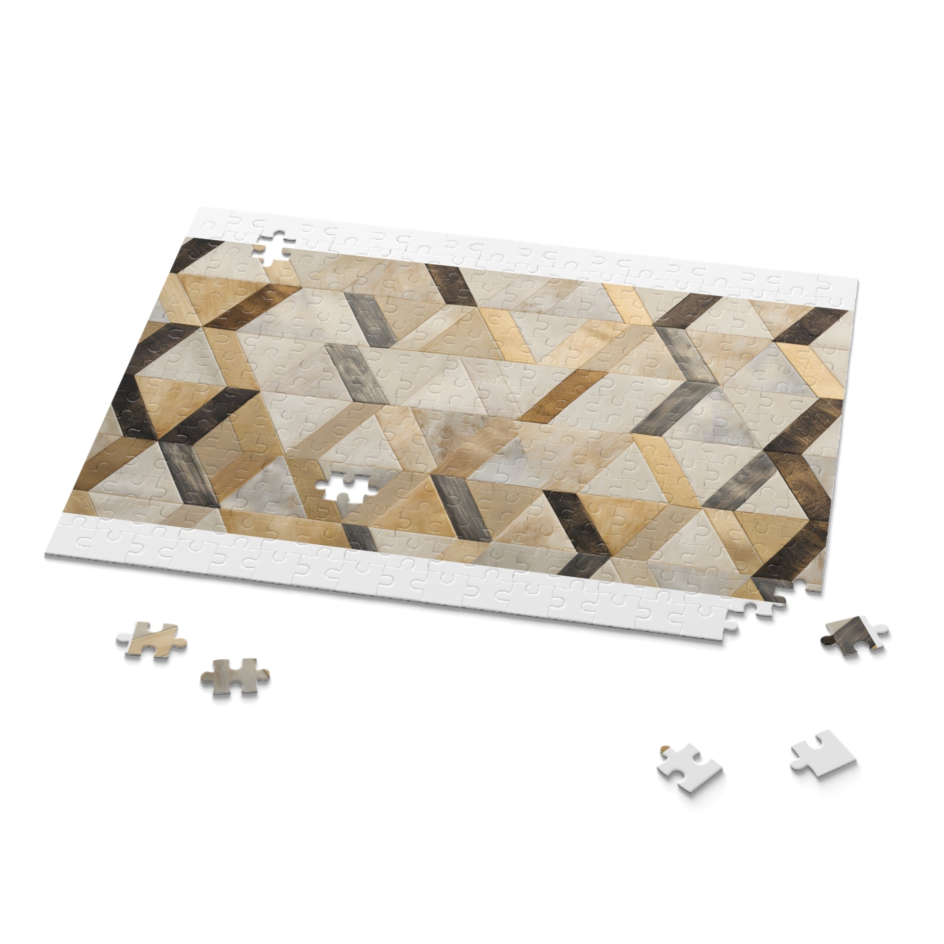 "Stunning Modern Cream and Gold Pearl Kilim Jigsaw Puzzle for Hours of Captivating Fun"