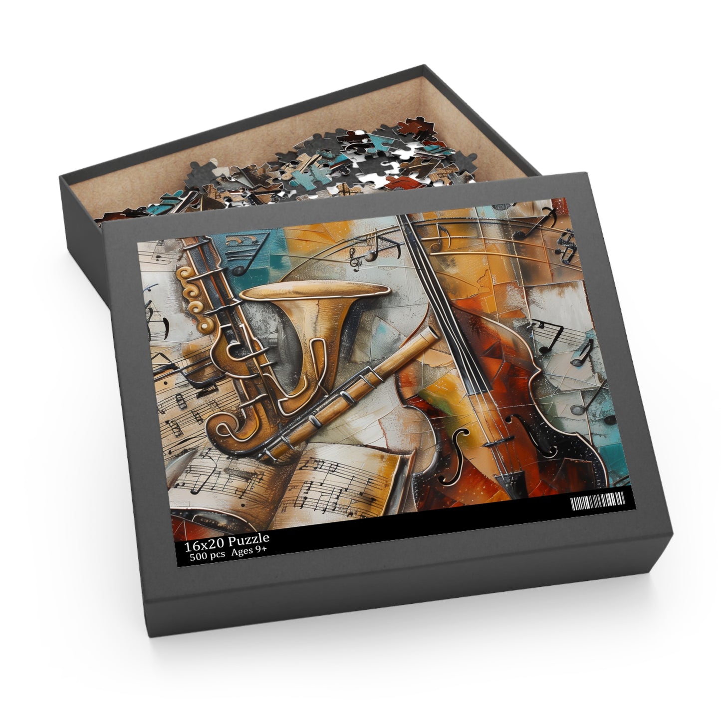 "Musical Harmony Jigsaw Puzzle - enchanting music notes and instruments design"