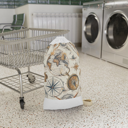 Vintage Maps Laundry Bag - Stylish laundry tote with nostalgic map design, perfect for carrying laundry with a touch of vintage charm.