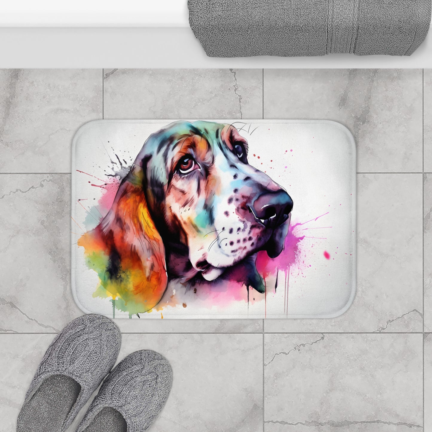 Basset Snuggles Bath Mat