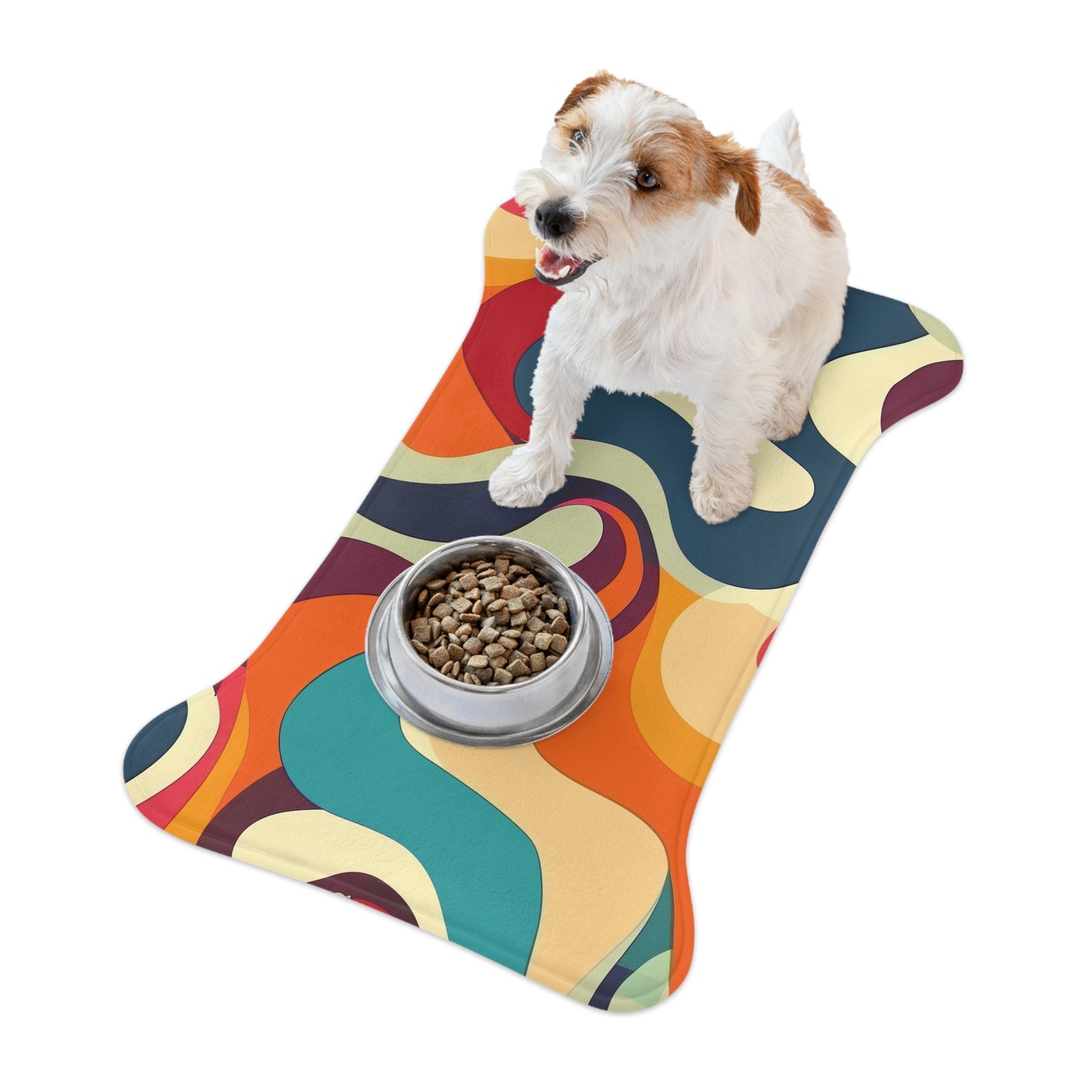 Retro Waves Pet Feeding Mat: Vibrant, Stylish & Functional