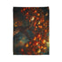 Tree with Planets Growing as Fruit — Plush Fleece Throw Blanket — Folded Plush Blanket Detail