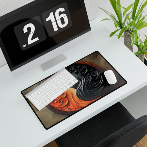 Stylized Yin Yang Made of Waves and Fire — XL & XXL Desk Mat — Product Detail View 7