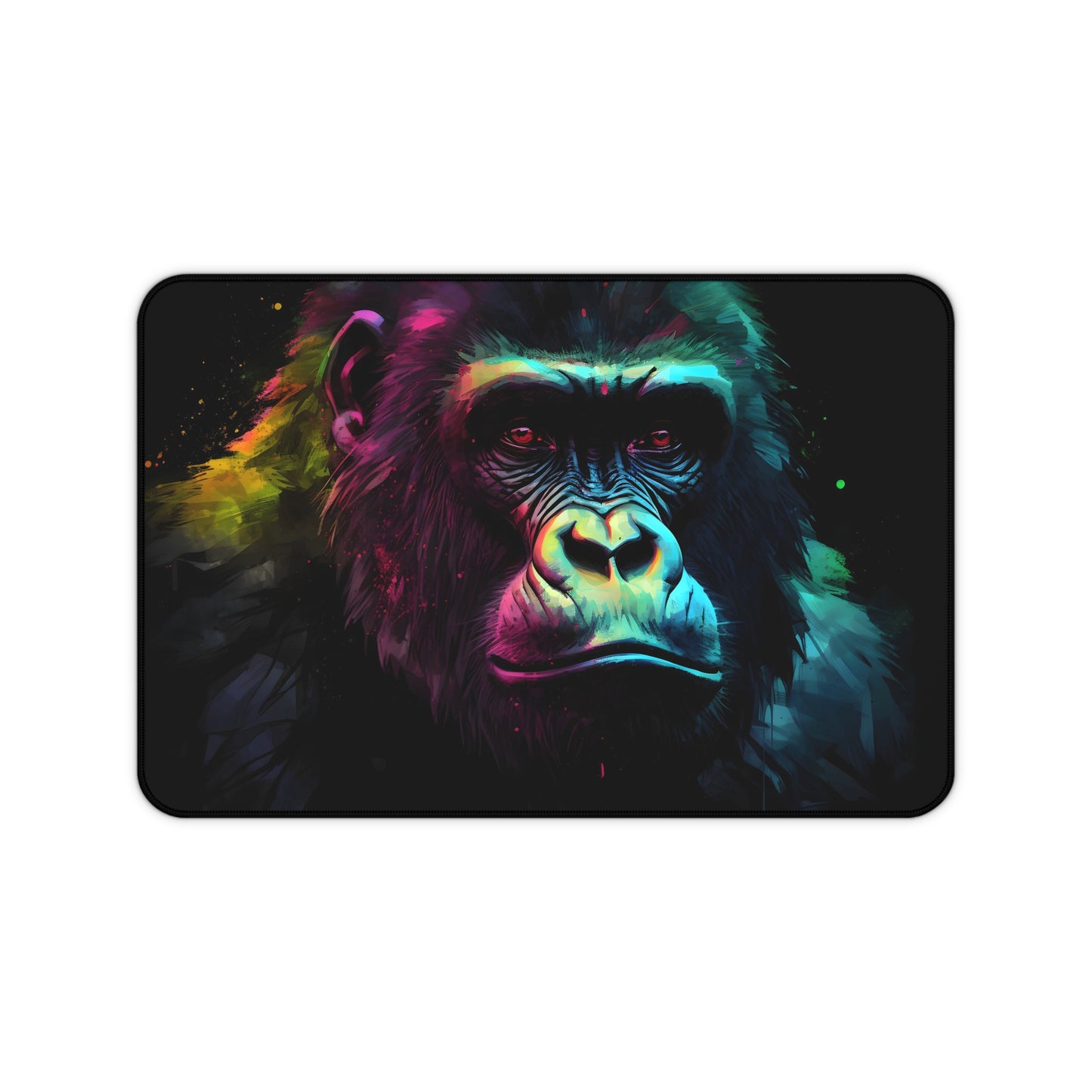 "Colorful Neon Gorilla Watercolor Desk Mat - Organize and Protect Your Workspace in Style"