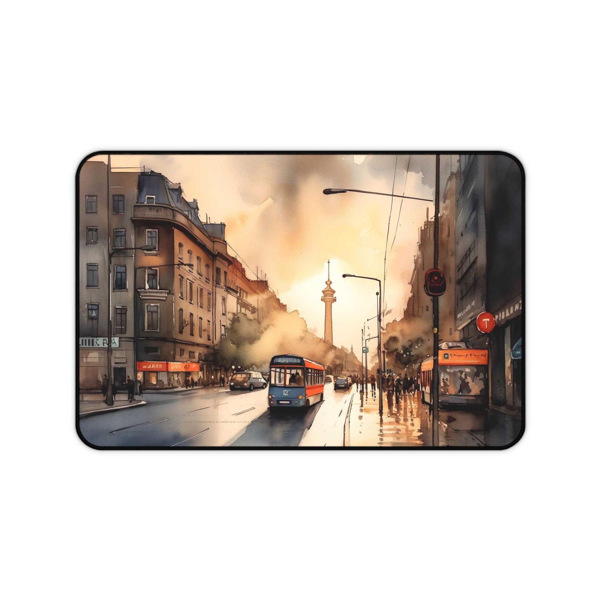 Berlin Sunset Desk Mat - Add style and inspiration to your workspace with this stunning desk mat featuring a breathtaking Berlin sunset image. Ideal for your home office or workspace.