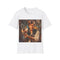 Galactic Smuggler Retro Graphic Unisex Softstyle T-Shirt in Red front view