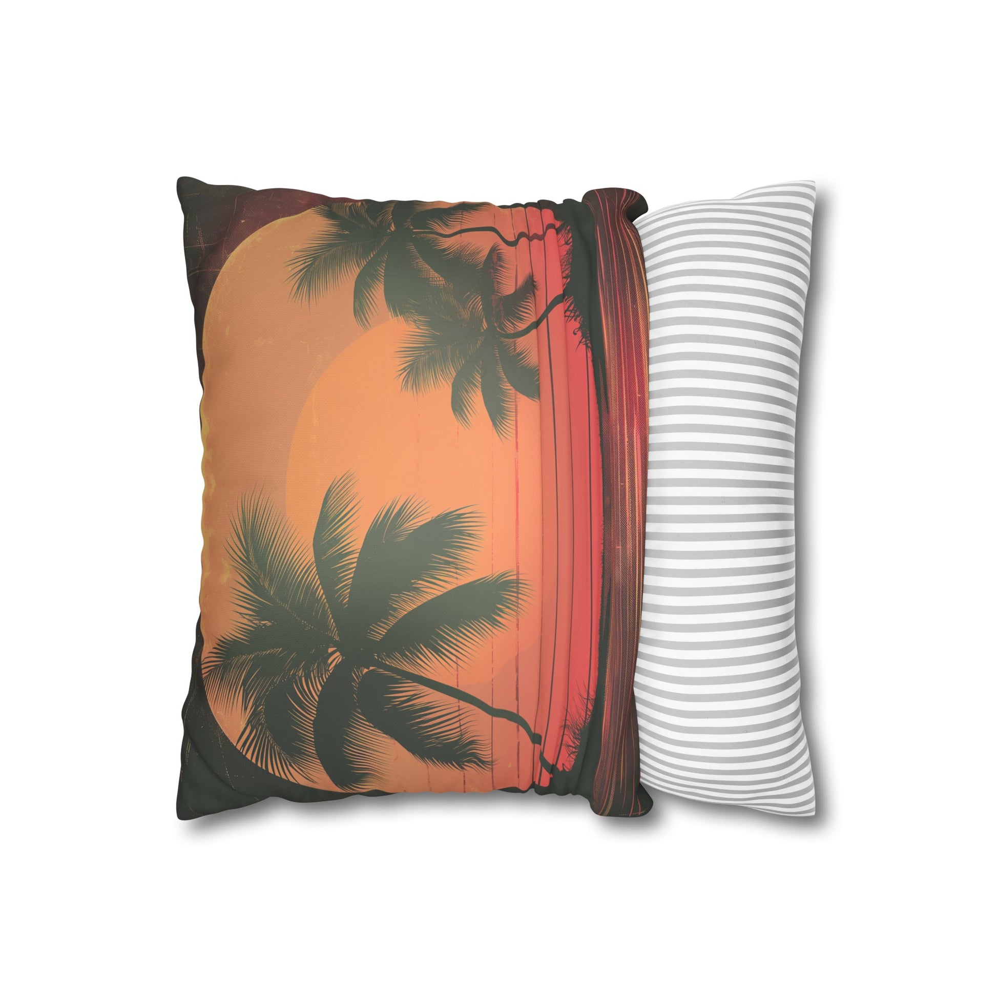 "Retro Palm Trees & Sunset Dreams Pillowcase - High-quality, stylish, and perfect for all seasons. Makes a great gift! Shop now for beach vibes."