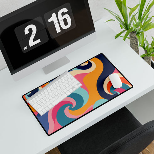 Vibrant Retro 70s Ocean Waves — XL & XXL Desk Mat — Product Detail View 7
