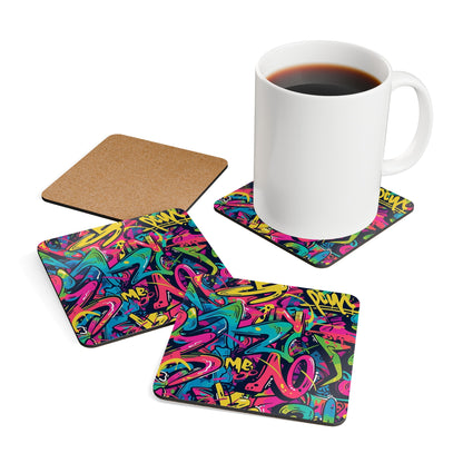 Neon Urban Graffiti Coaster Set