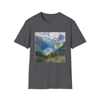 ## Majestic Peaks in Watercolor: The Swiss Alps T-shirt