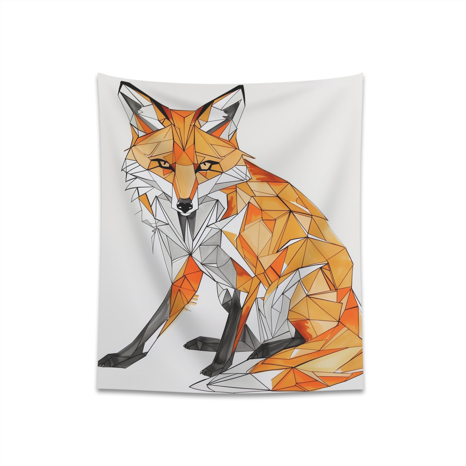 "Geometric Fox Tapestry | Modern Design | High-Quality Material | 34" x 40" | 57" x 57" | Gift Idea"