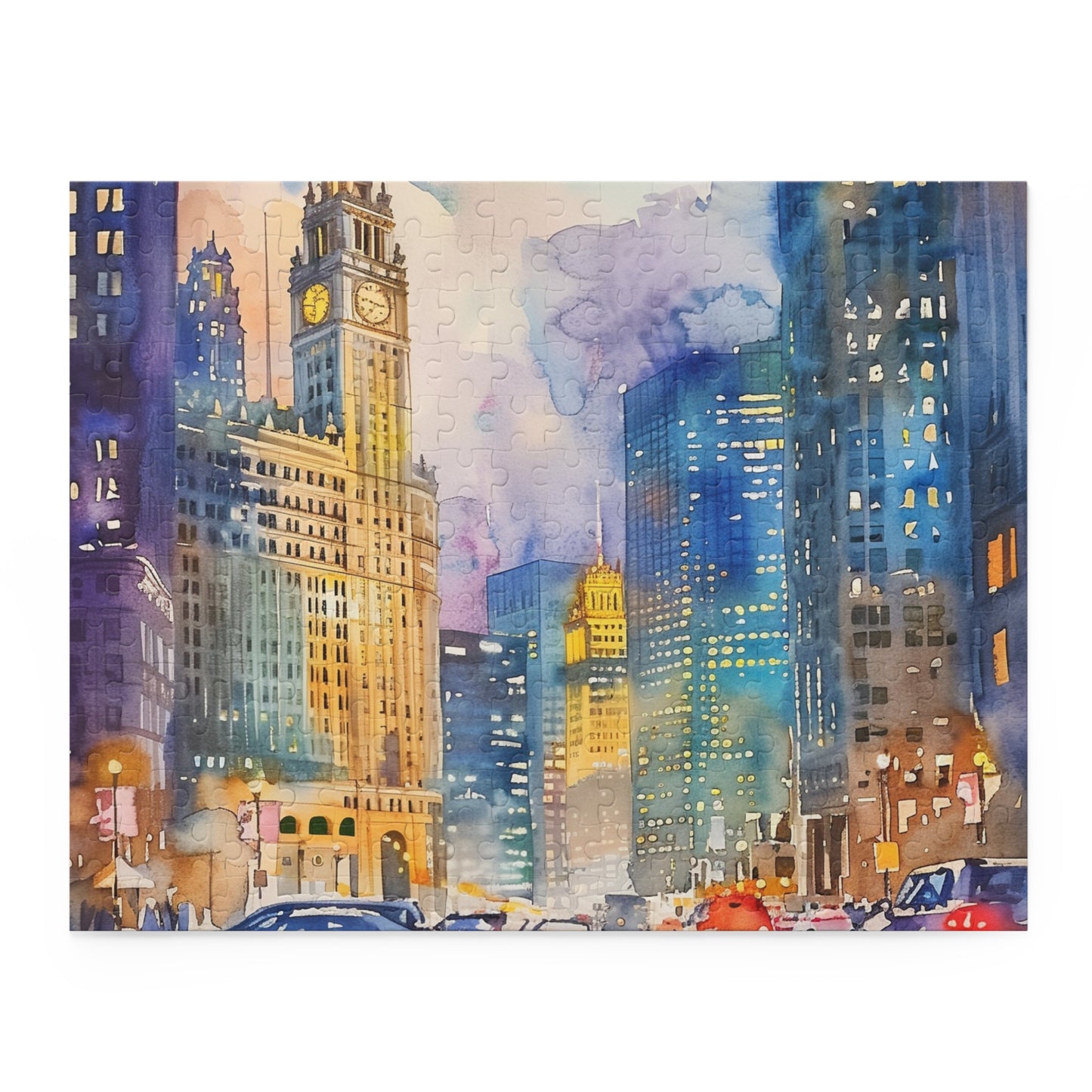 Chicago Watercolor Skyline Jigsaw Puzzle