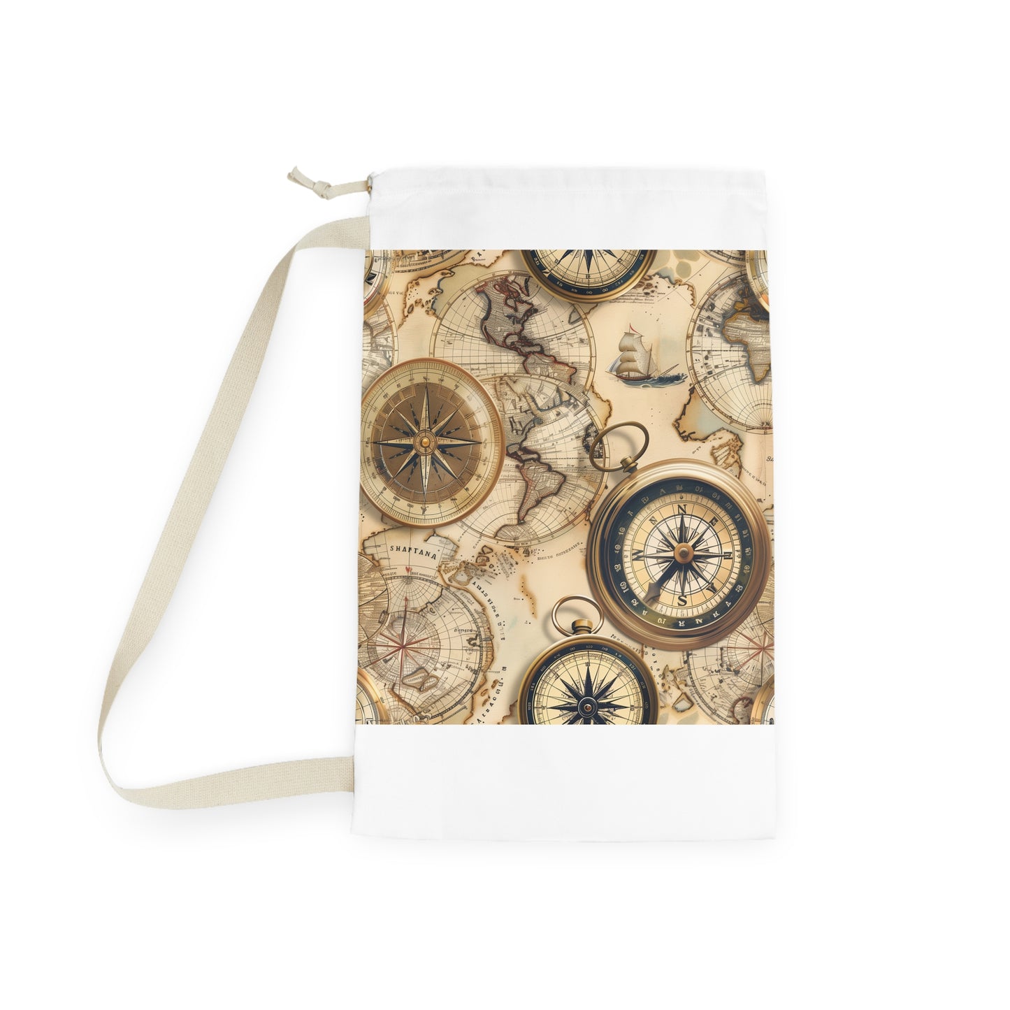 Vintage Maps Laundry Bag - Wanderlust-inspired laundry storage with intricate map details