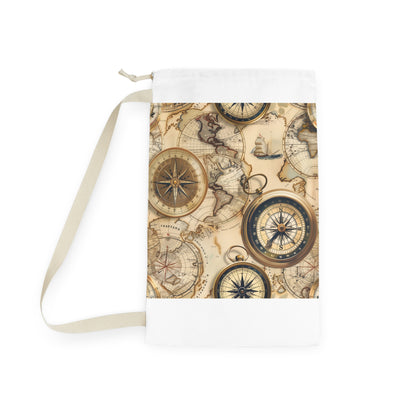 Vintage Maps Laundry Bag - Wanderlust-inspired laundry storage with intricate map details