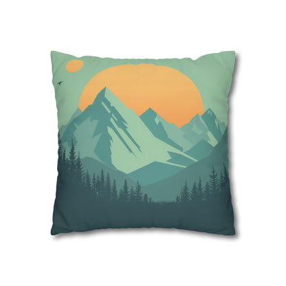 "Peaks of Serenity mountain pillowcase - high-quality, stylish, perfect for all seasons"