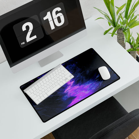 Neon River Flowing Through Chrome Valley — XL & XXL Desk Mat — Product Detail View 7