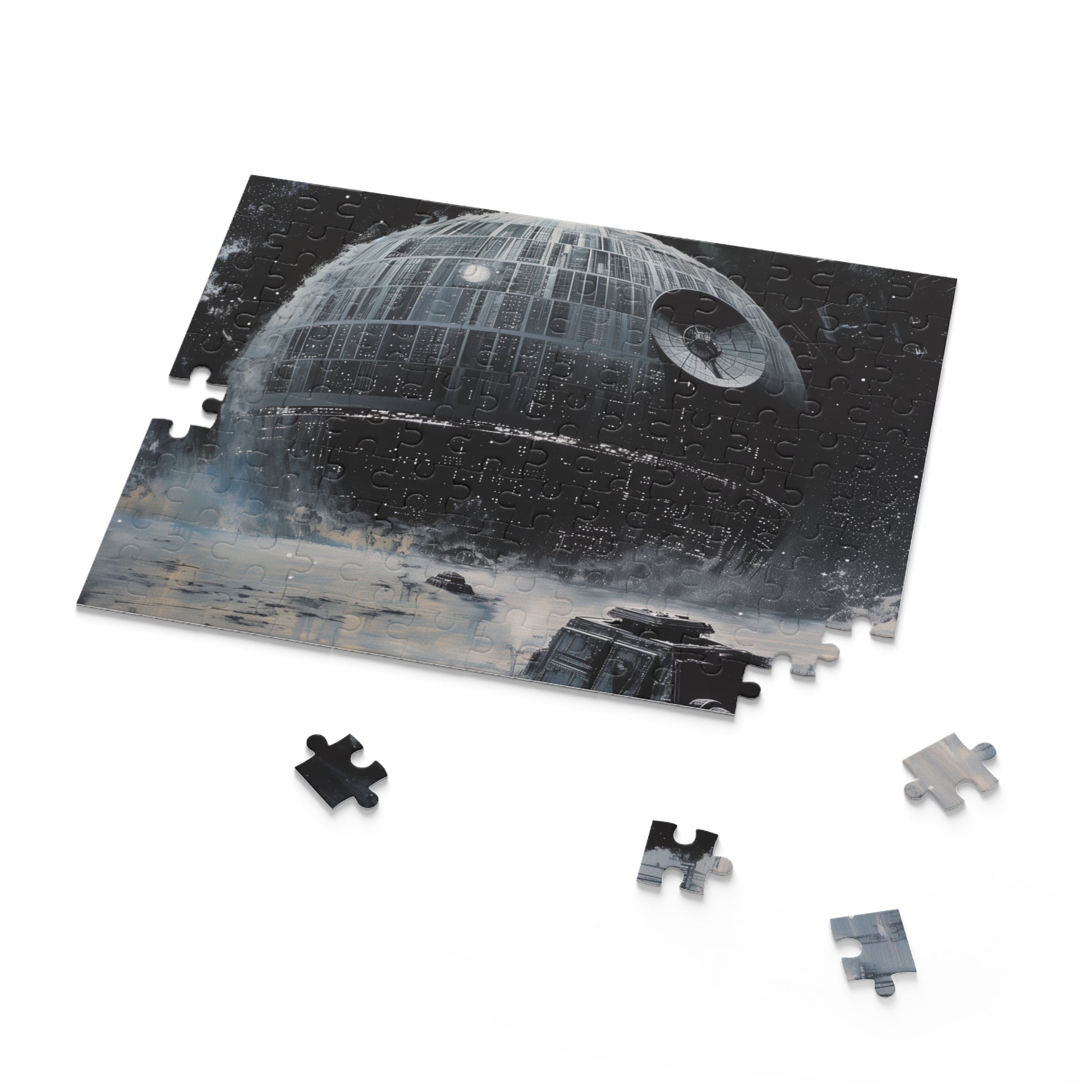 "Death Star Wars Puzzle - Intricate jigsaw featuring iconic Death Star for Star Wars fans and puzzle enthusiasts"