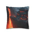Levitating Temple Above Lava River — 40×40 Cushion Cover — Double-Sided Back & Concealed Zip Detail