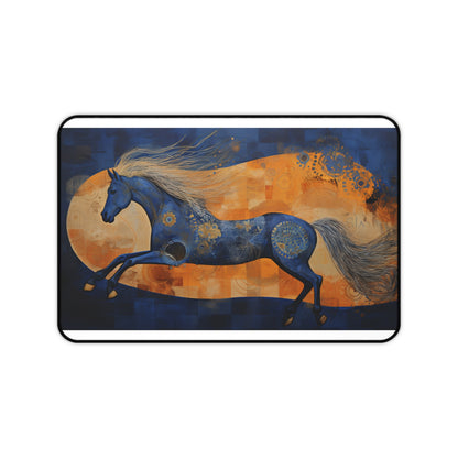 "Enhance workspace with Horsefull Body Desk Mat, abstract textured painting of majestic horse, artistry and sophistication"