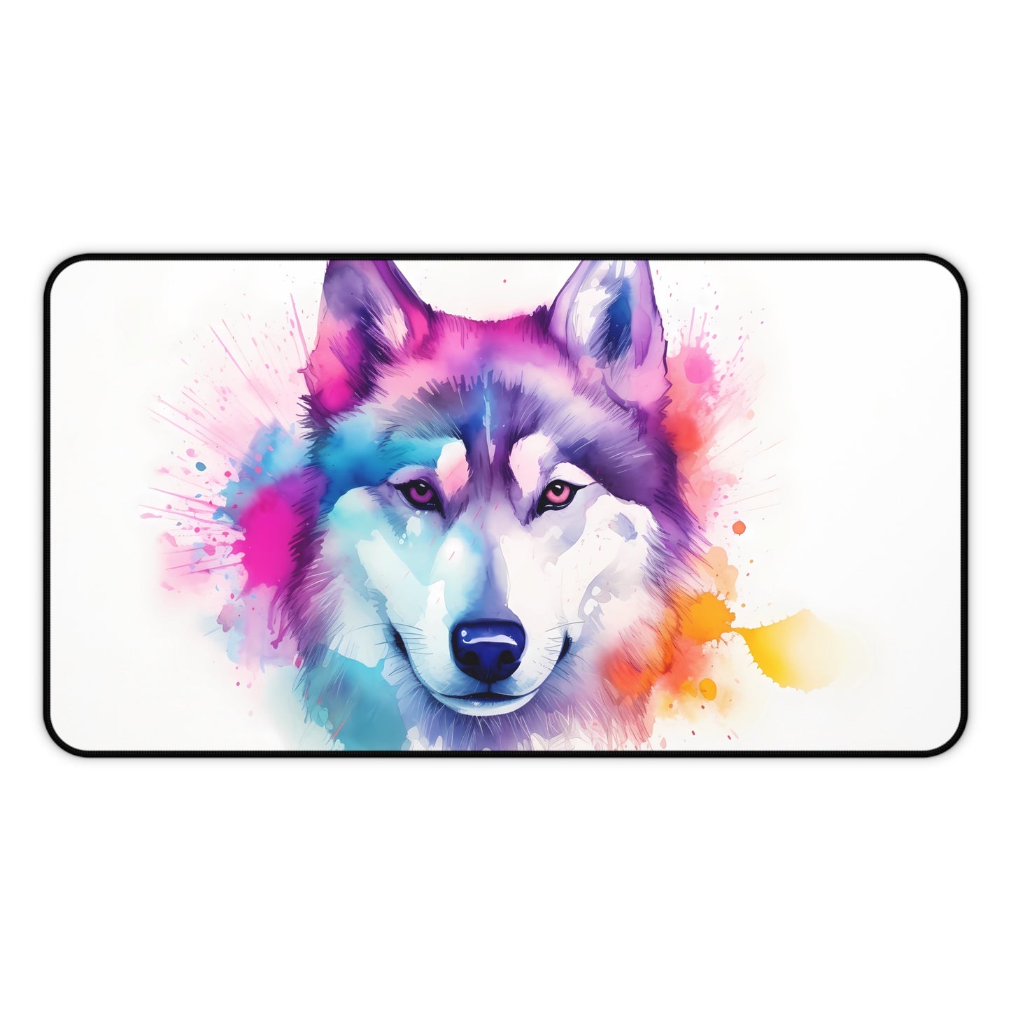 "Husky Haven Desk Mat - Add personality to your workspace with this vibrant and cute husky design"