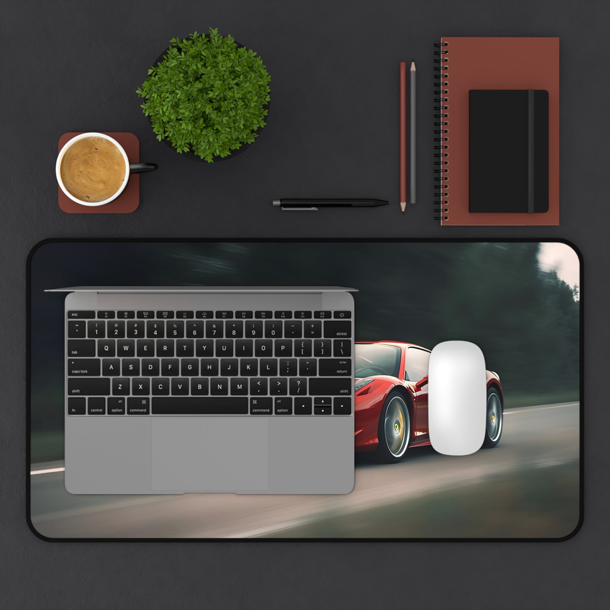 "High-speed Ferrari desk mat for racing enthusiasts - boost productivity with sleek design"