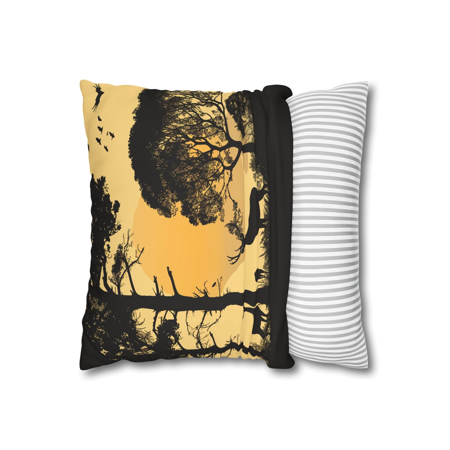 "Forest Deer Silhouette Pillowcase - Tranquil deer silhouette on high-quality material, perfect for all seasons. Stylish and comfortable. Makes a great gift! Shop now at BenCPrints."