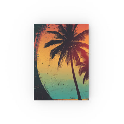 Retro Beach Journal with Sunset Scene- Tranquil Palm Tree Cover - High Quality Material - Stylish Design - Perfect for All Seasons - Makes a Great Gift - Shop Now at BenCPrints