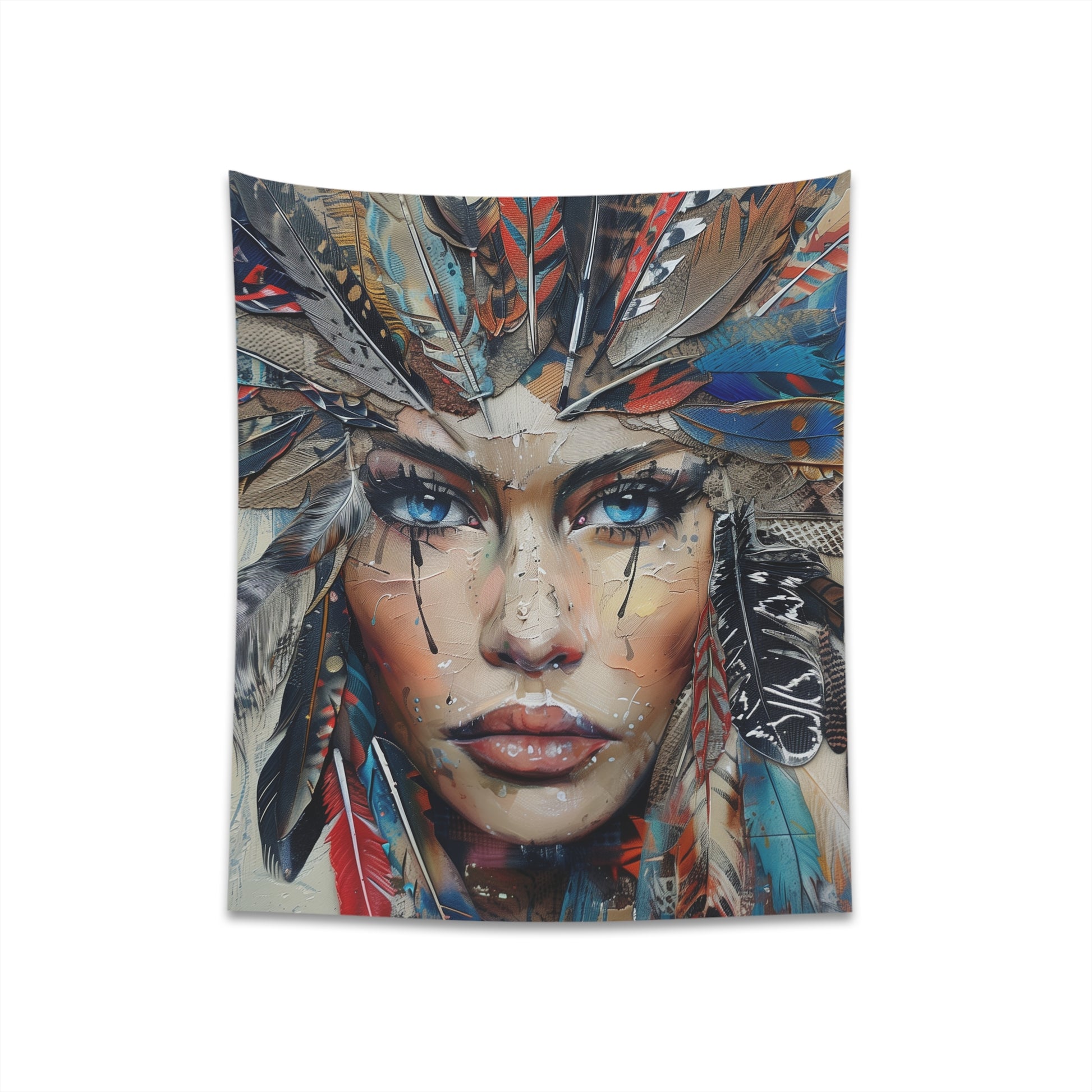 Bohemian Tapestry Featuring Intricate Feather Design | Nature-Inspired Art for All Seasons - Available in 34" x 40" and 57" x 57" Sizes