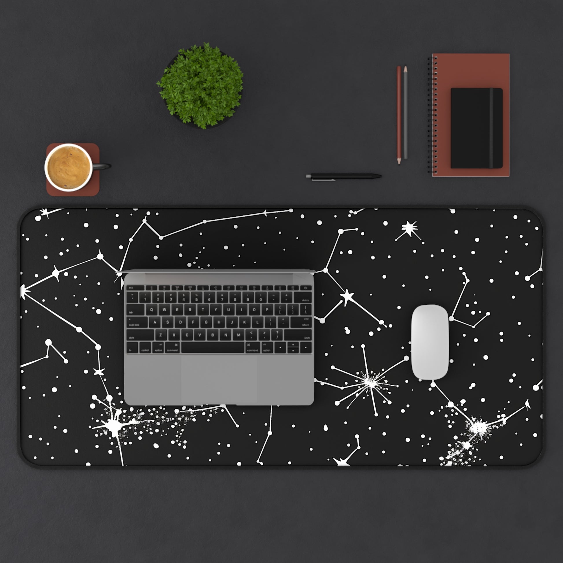 "Starry Night Desk Mat with Constellation Stars pattern for celestial beauty"