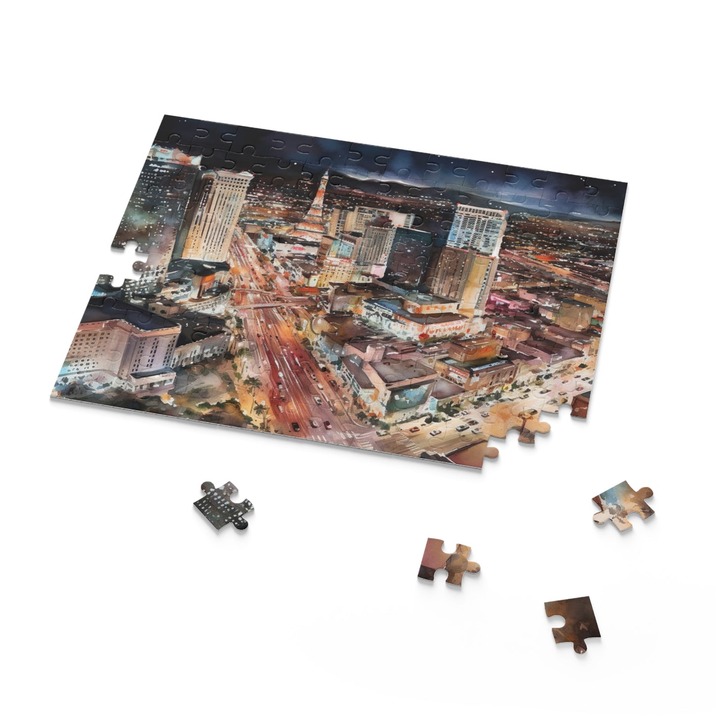 "Vegas Night Jigsaw Puzzle - Las Vegas glitz and glamour in vibrant night scene for entertaining nights with friends and family"