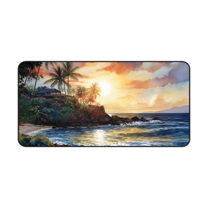 "Stunning Hawaii Beach Desk Mat - Bring paradise to your workspace with this tranquil desk accessory"