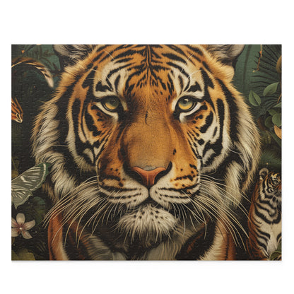 "Wildlife animal print tiger jigsaw puzzle, perfect for animal lovers and puzzle enthusiasts. High-quality materials for lasting enjoyment."