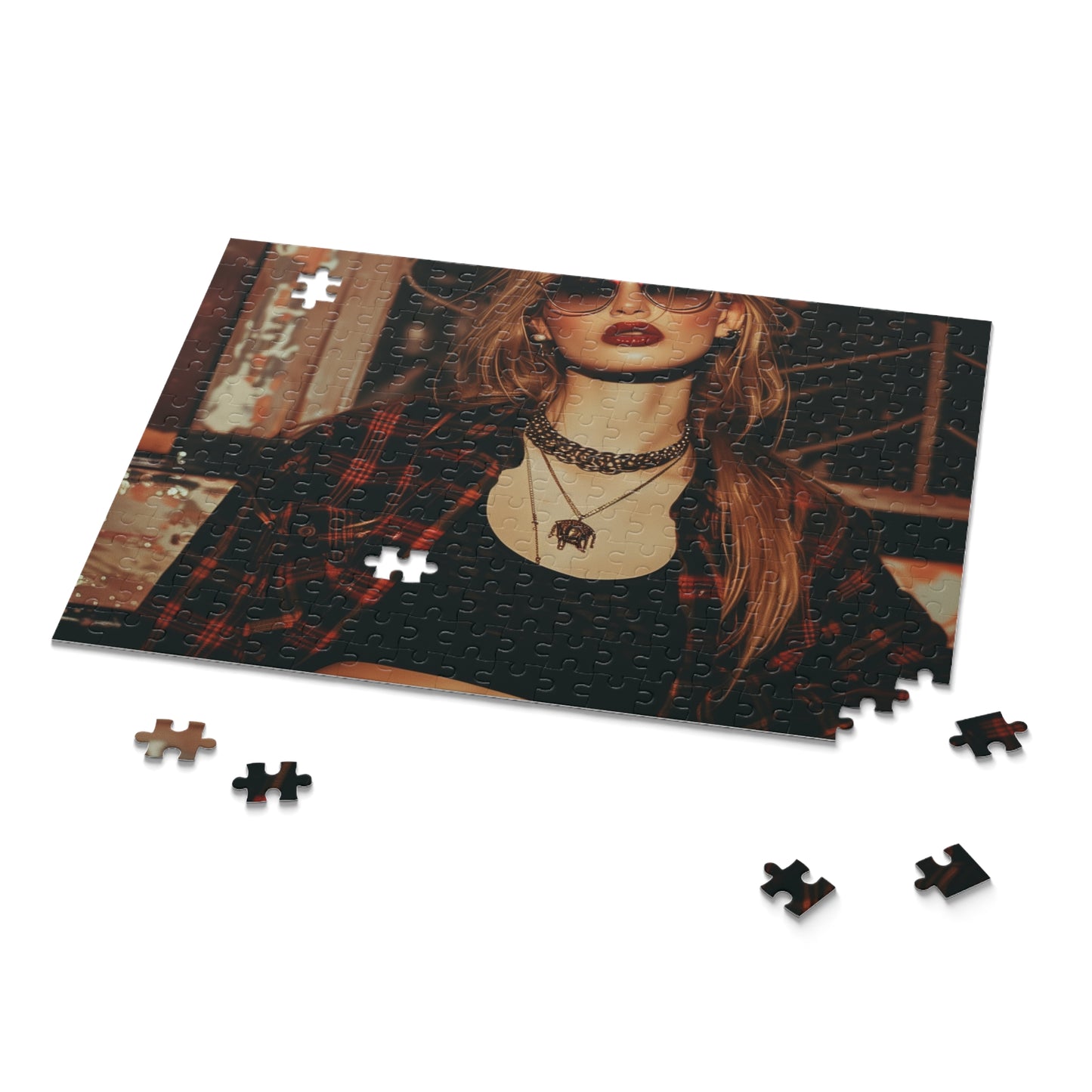 0s Grunge Puzzle Collection - Intricate jigsaw puzzle with iconic band posters in nostalgic 90s grunge theme