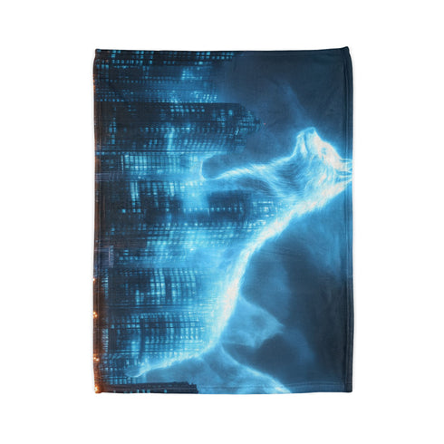 City Skyline Shaped Like Animal Spirits Plush Fleece Throw Blanket