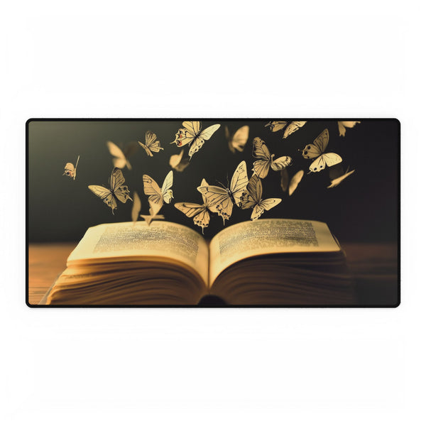 Book with Words Turning into Butterflies Gaming XXL Extended Desk Mat