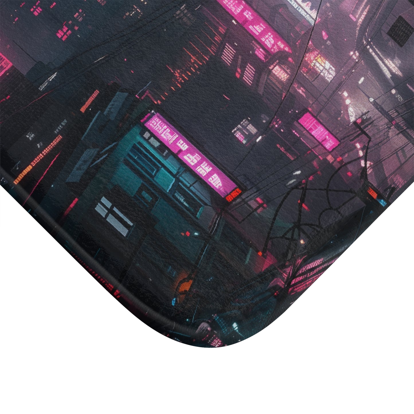 Cyberpunk Metropolis Bath Mat