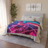 Origami Dragon over a Neon Grid Plush Fleece Throw Blanket