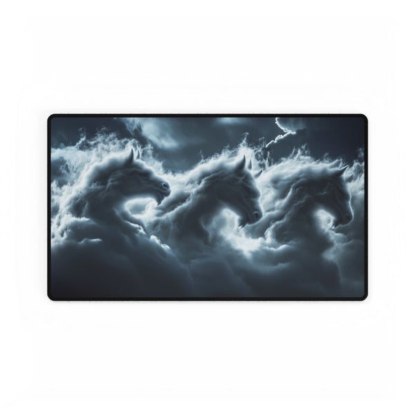 Storm Clouds Shaped Like Mythical Beasts — XL & XXL Desk Mat — Gaming & Workspace Desk Setup View