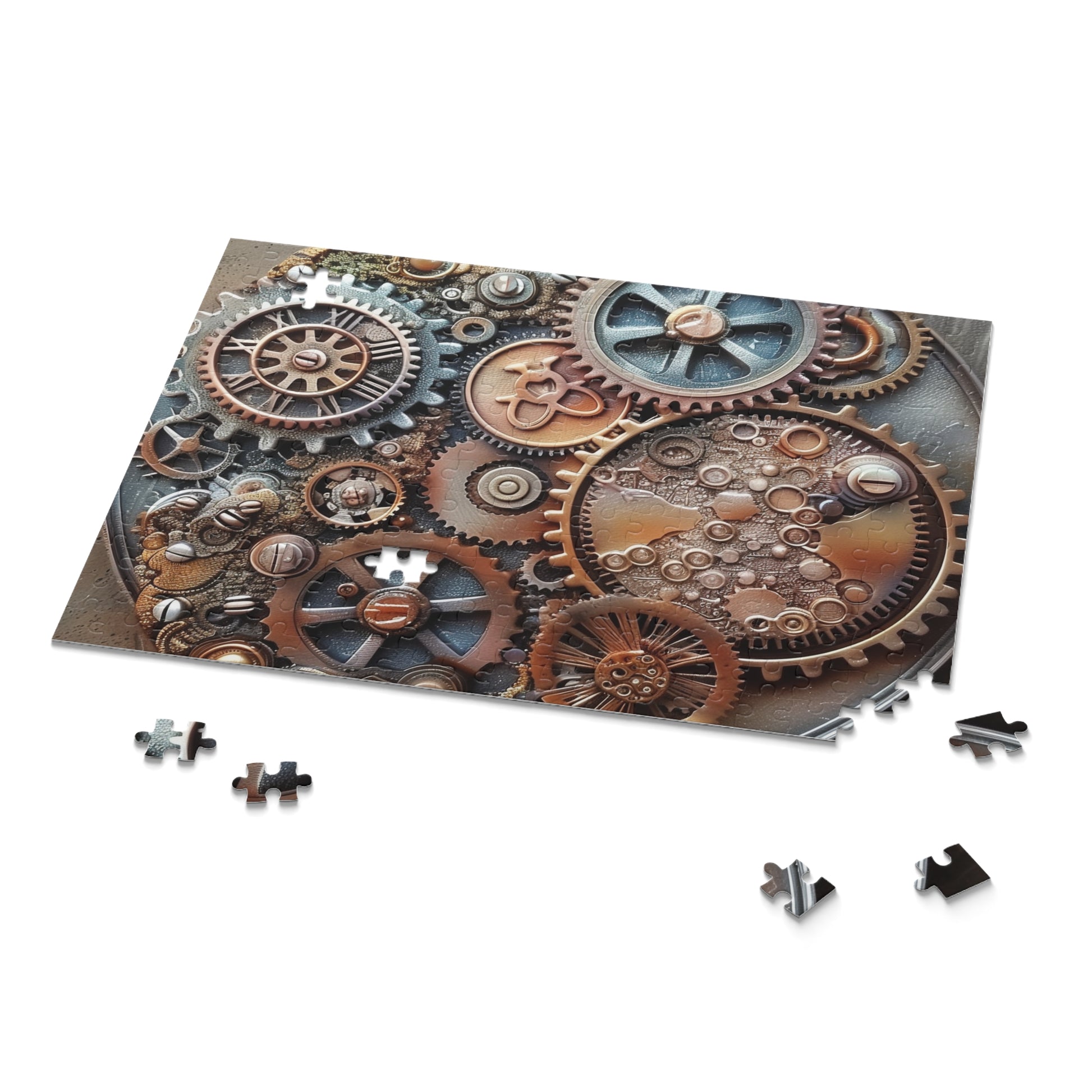 "Steampunk Gear Puzzle - Intricate cogs and gears design for an engaging and challenging jigsaw puzzle"