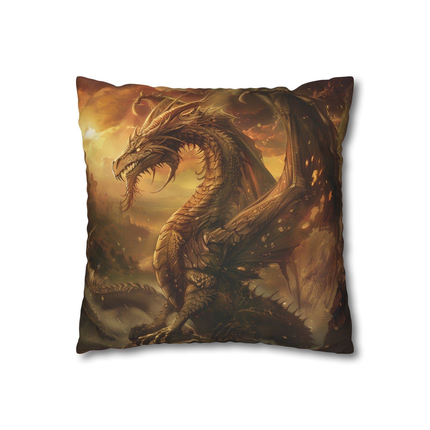 Dragon Dreams Pillowcase - Mythical dragon design, high-quality material, perfect for all seasons. Comfortable, stylish & magical touch for any bedroom. Great gift idea. Shop link: printswithpassion.com/collections/all