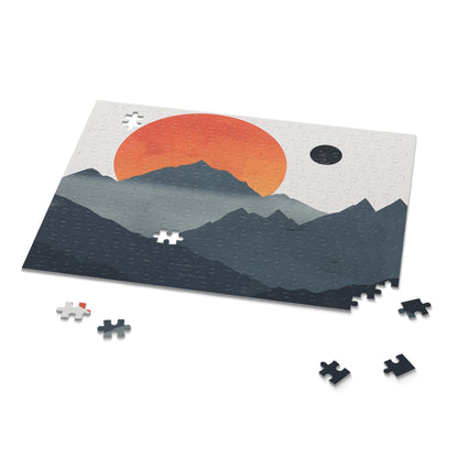 Serene Sunrise Mountain Range Jigsaw Puzzle for Relaxation and Mindfulness