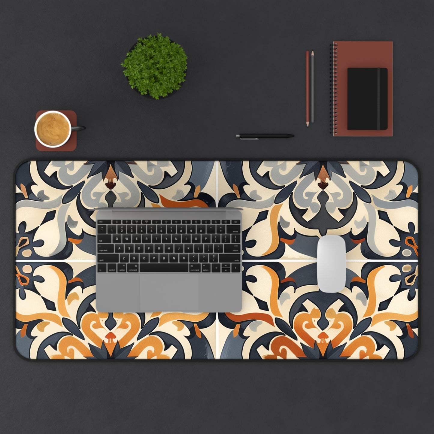 "Artisan Tiles Desk Mat - Add elegance to your workspace with this protective and stylish desk accessory"