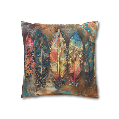 Bohemian Dreamcatcher Pillowcase - Feather Design, Earthy Tones, Free-Spirited Style