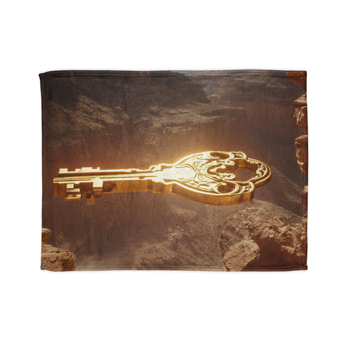 Mystic Key Floating over Canyon Altar Plush Fleece Throw Blanket